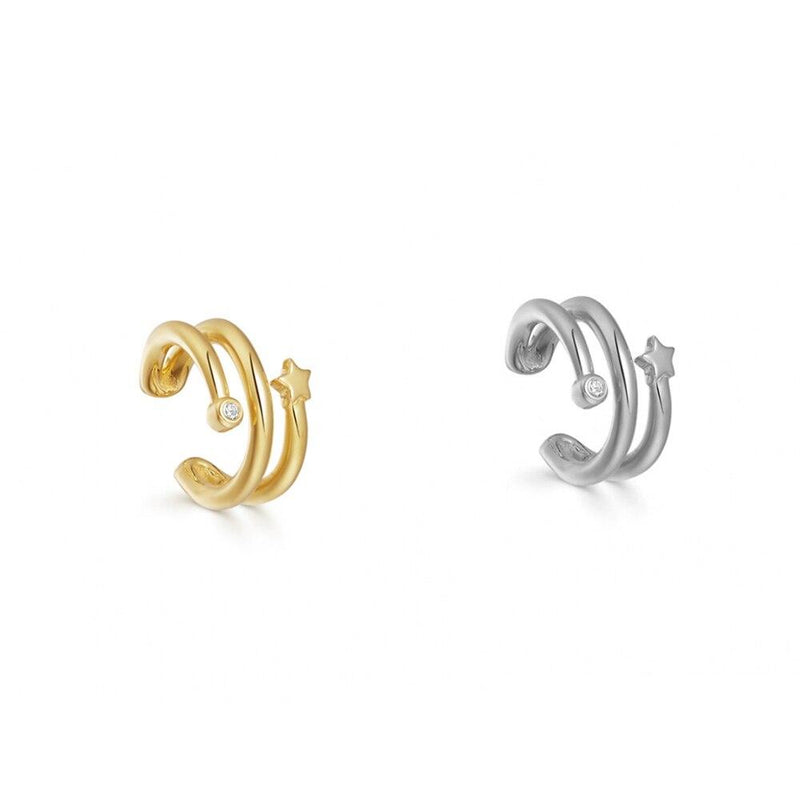 Stapelbare Perlen-Ohrmanschette im Bohemian-Stil mit Strass-Ohrringen