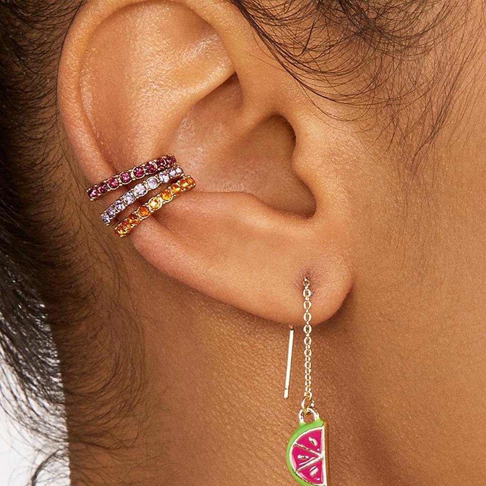 Stapelbare Perlen-Ohrmanschette im Bohemian-Stil mit Strass-Ohrringen