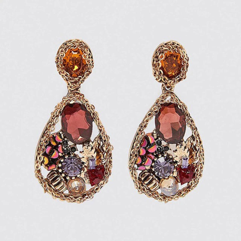 Ohrringe im Vintage-Stil mit Perlen und Strasssteinen im Bohemian-Stil