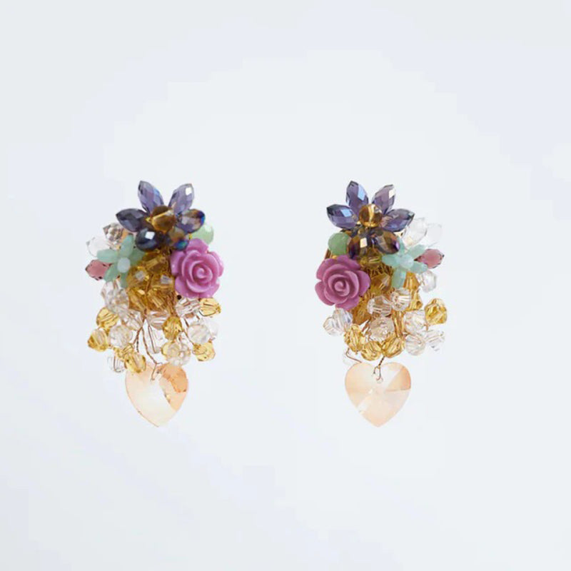 Ohrringe im Vintage-Stil mit Perlen und Strasssteinen im Bohemian-Stil