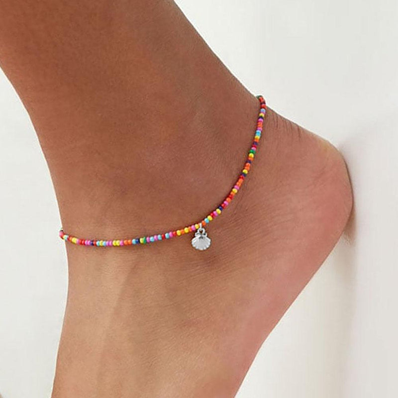Fußkettchen im Bohemian-Stil mit bunten türkischen Augen
