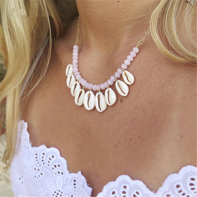 Böhmische Sommer Muschel Kette Choker Halskette