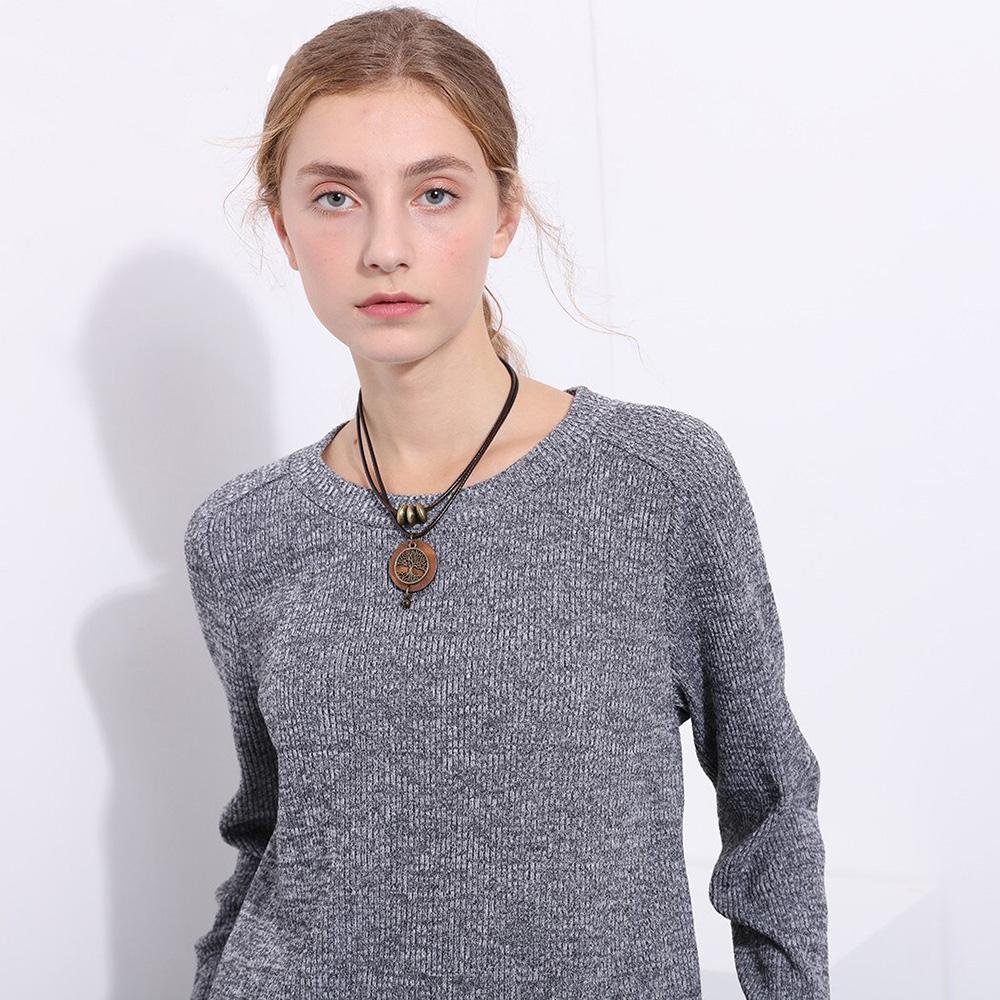 Boho Statement-Halskette aus Holz mit Lebensbaum