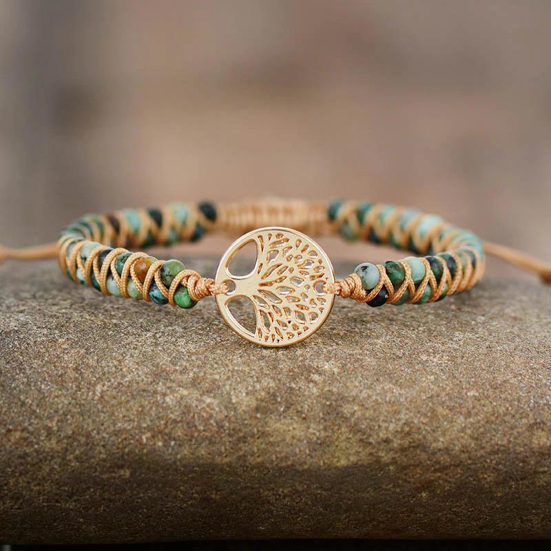 Geflochtenes Charm-Armband mit Lebensbaum