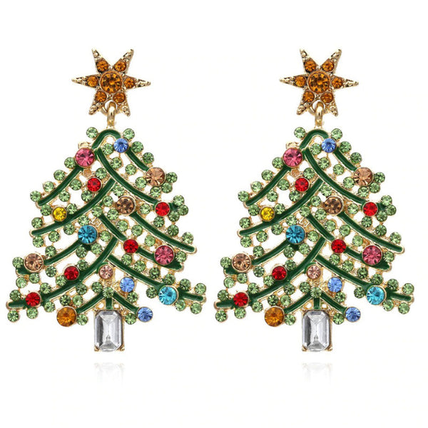 Helle Strass-Christbaum-Party-Ohrringe