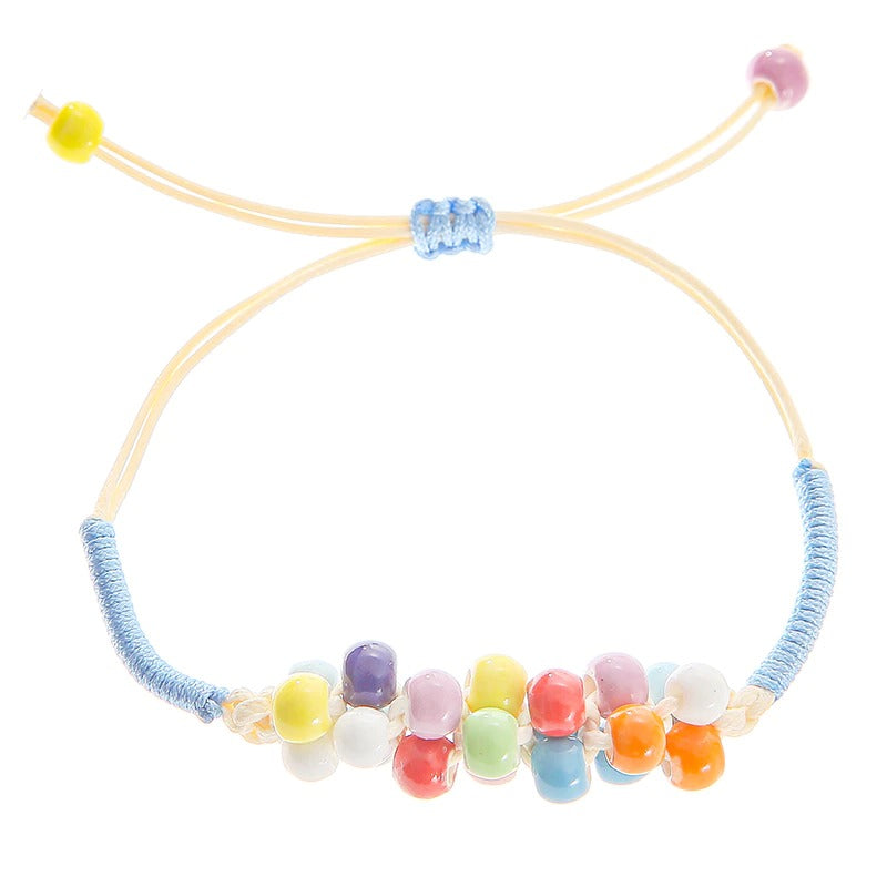 Bunte handgefertigte Perlenarmbänder mit Blumenblatt-Charm