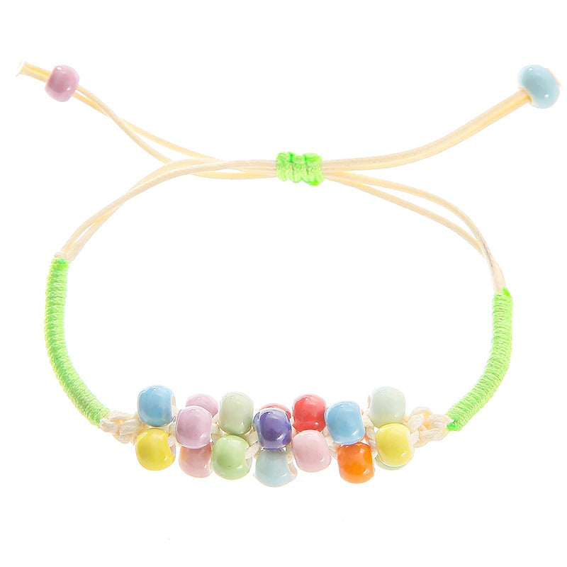 Bunte handgefertigte Perlenarmbänder mit Blumenblatt-Charm