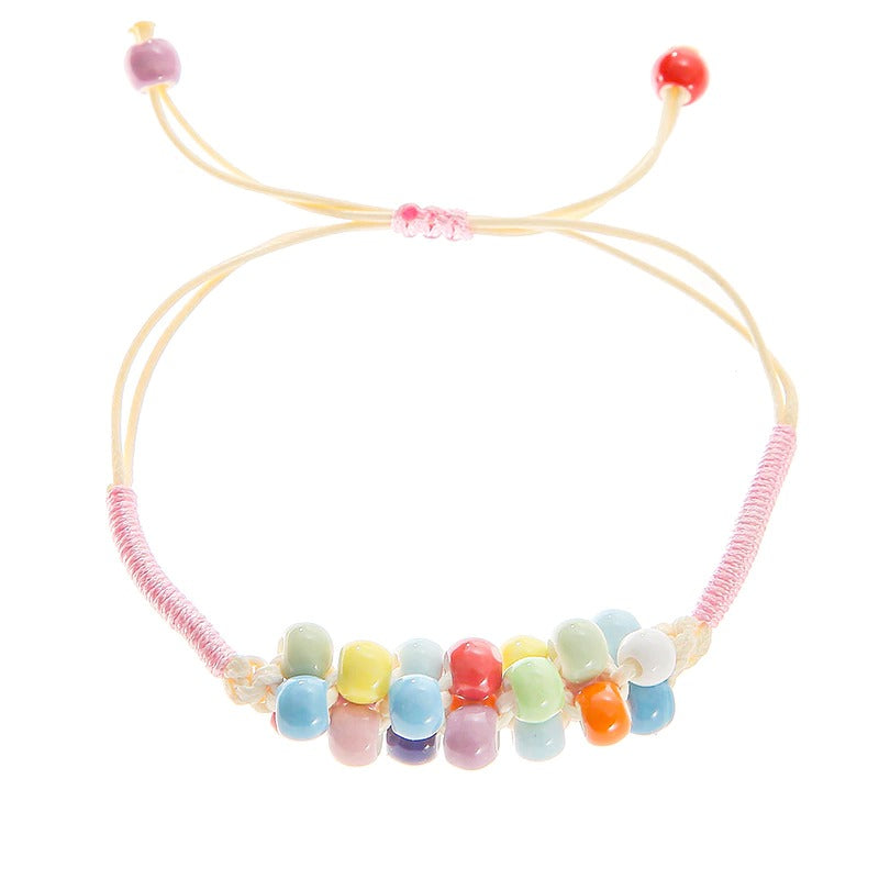 Bunte handgefertigte Perlenarmbänder mit Blumenblatt-Charm