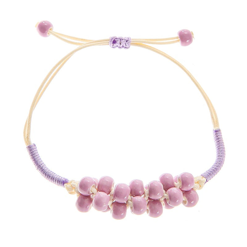 Bunte handgefertigte Perlenarmbänder mit Blumenblatt-Charm