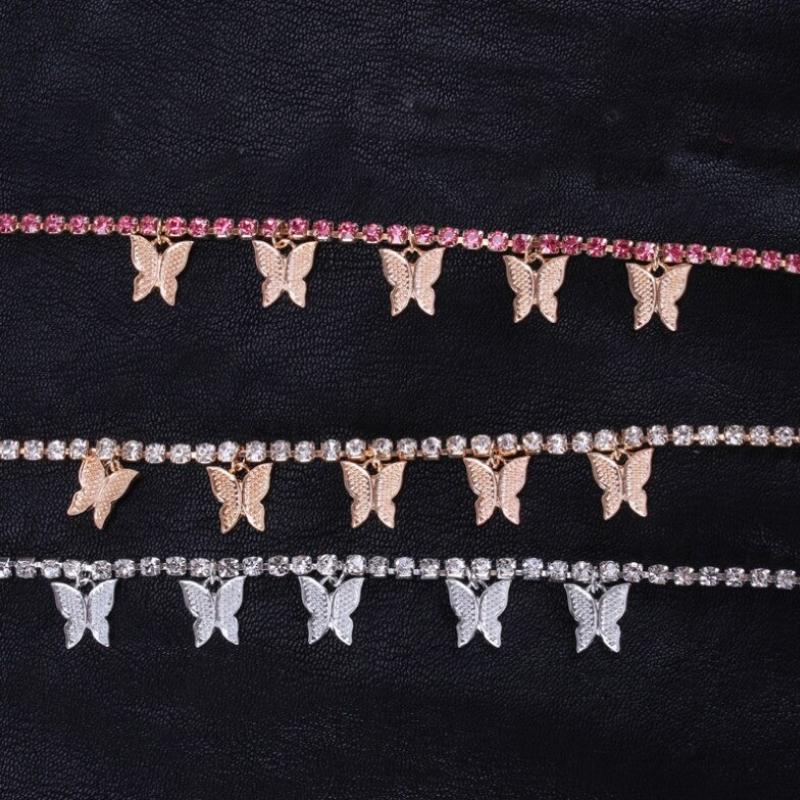 Schmetterlings-Fußkettchen mit Strasskette