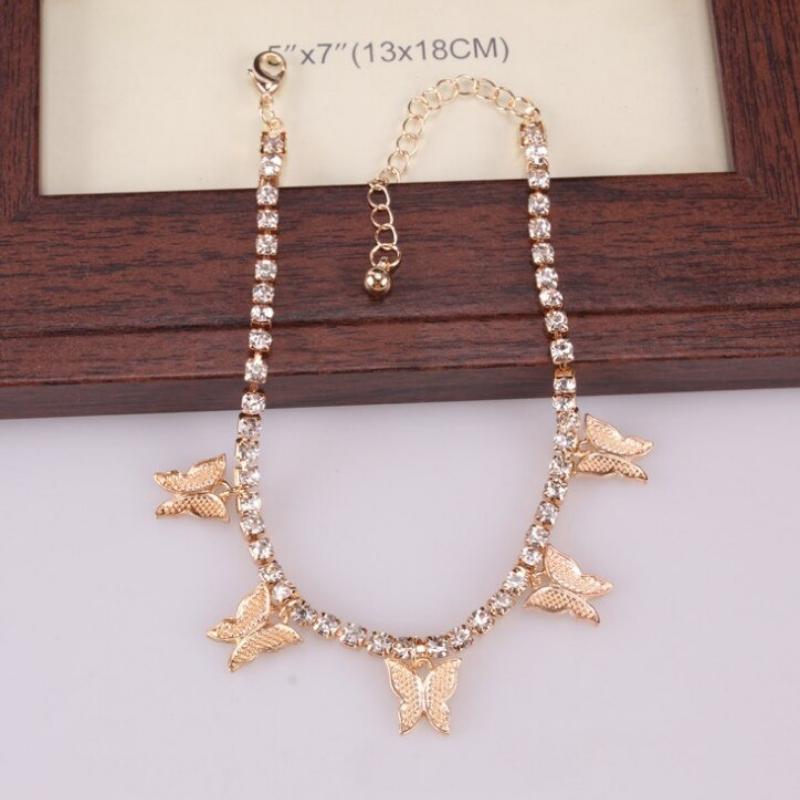 Schmetterlings-Fußkettchen mit Strasskette