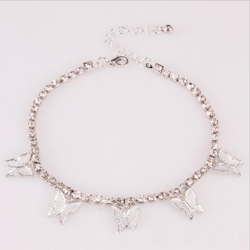 Schmetterlings-Fußkettchen mit Strasskette