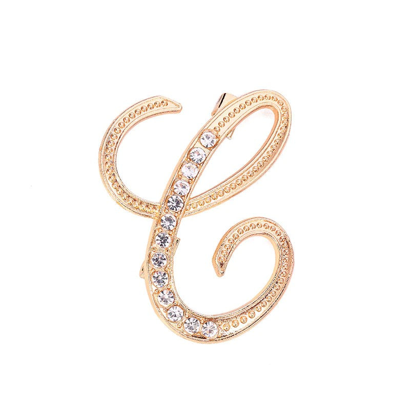 Personalisierte mit Strasssteinen besetzte Broschennadeln mit Anfangsbuchstaben