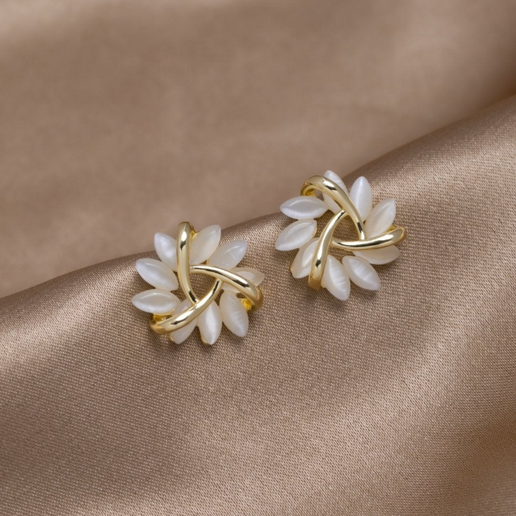 Goldohrringe Opalblüten