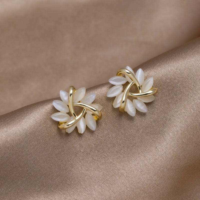 Goldohrringe Opalblüten