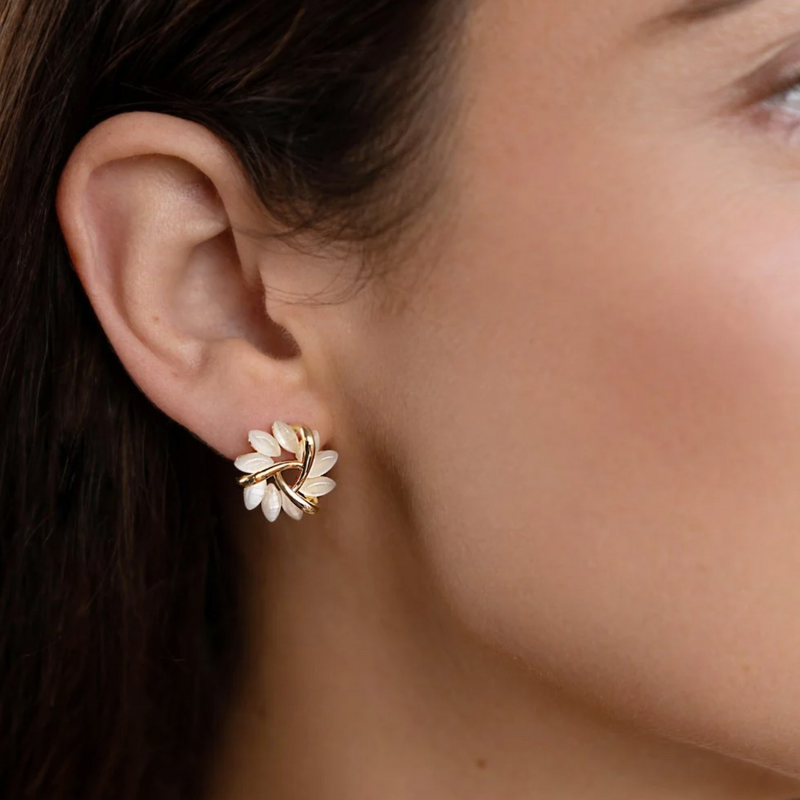 Goldohrringe Opalblüten