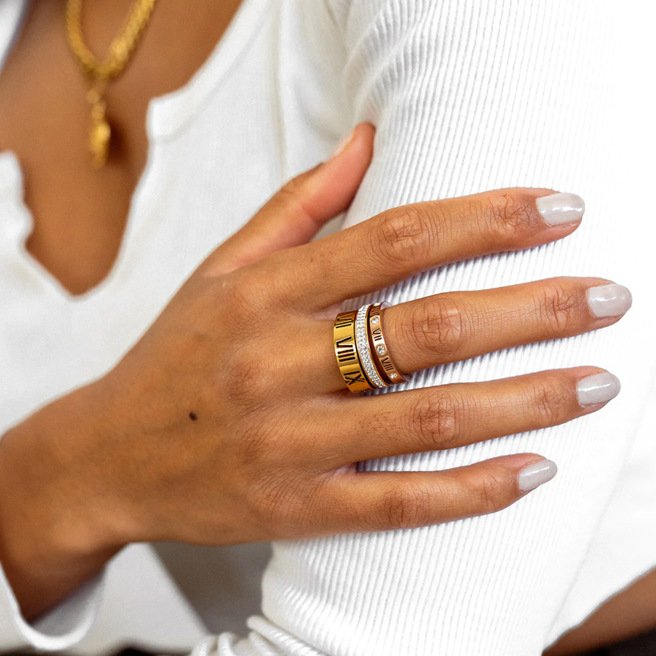 Ring Dreifach gestapelte römische Ziffern