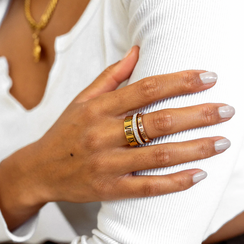 Ring Dreifach gestapelte römische Ziffern