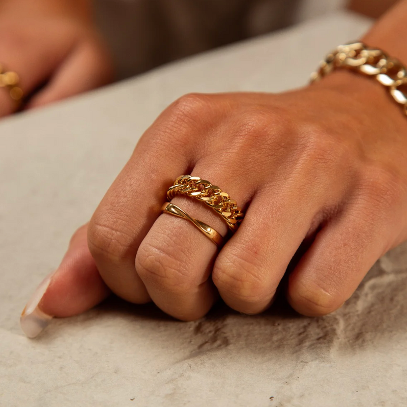 Ring Kette Panzerglied Gold