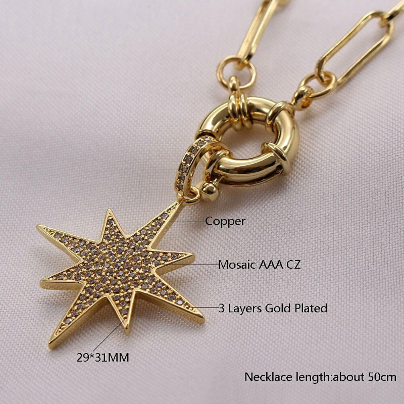 Halsketten mit himmlischen Blitz-, Mond- und Sternanhängern