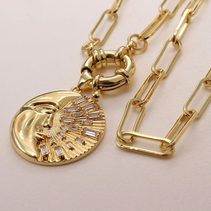 Halsketten mit himmlischen Blitz-, Mond- und Sternanhängern