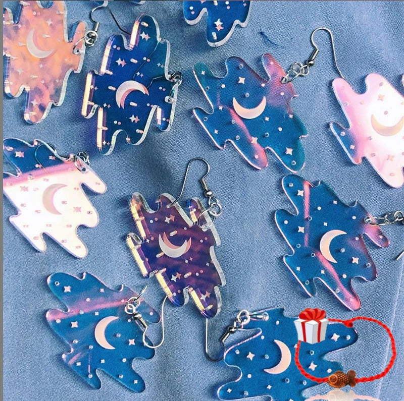 Himmlische Mond- und Stern-Statement-Ohrringe aus Acryl