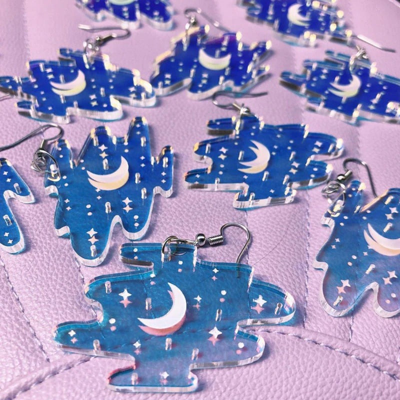 Himmlische Mond- und Stern-Statement-Ohrringe aus Acryl