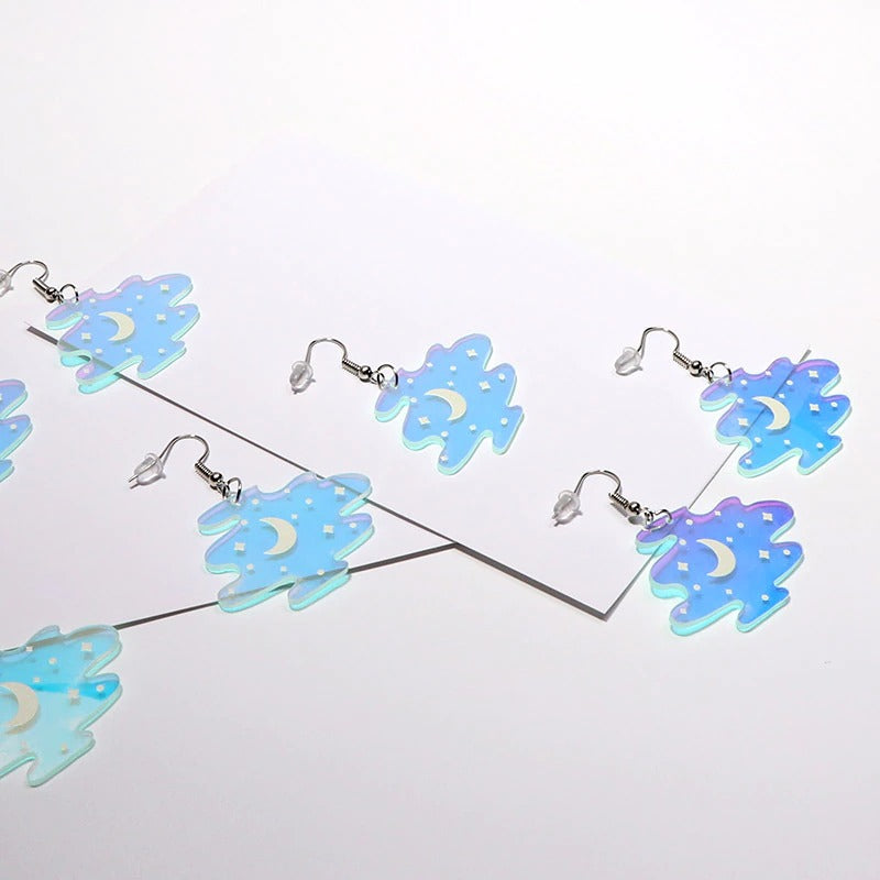 Himmlische Mond- und Stern-Statement-Ohrringe aus Acryl