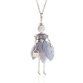 Charmante Puppen mit Strass und bunten Federn Fashionista lange Halskette