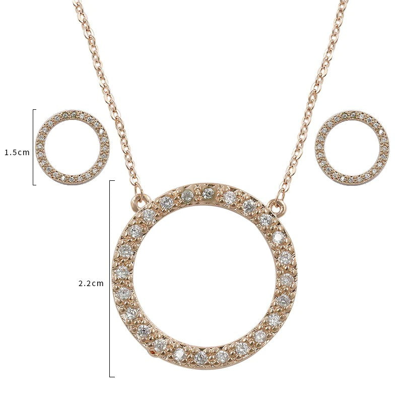 Schickes Schmuckset mit Ohrringen und Halsketten mit offenem Kreis und Zirkonia