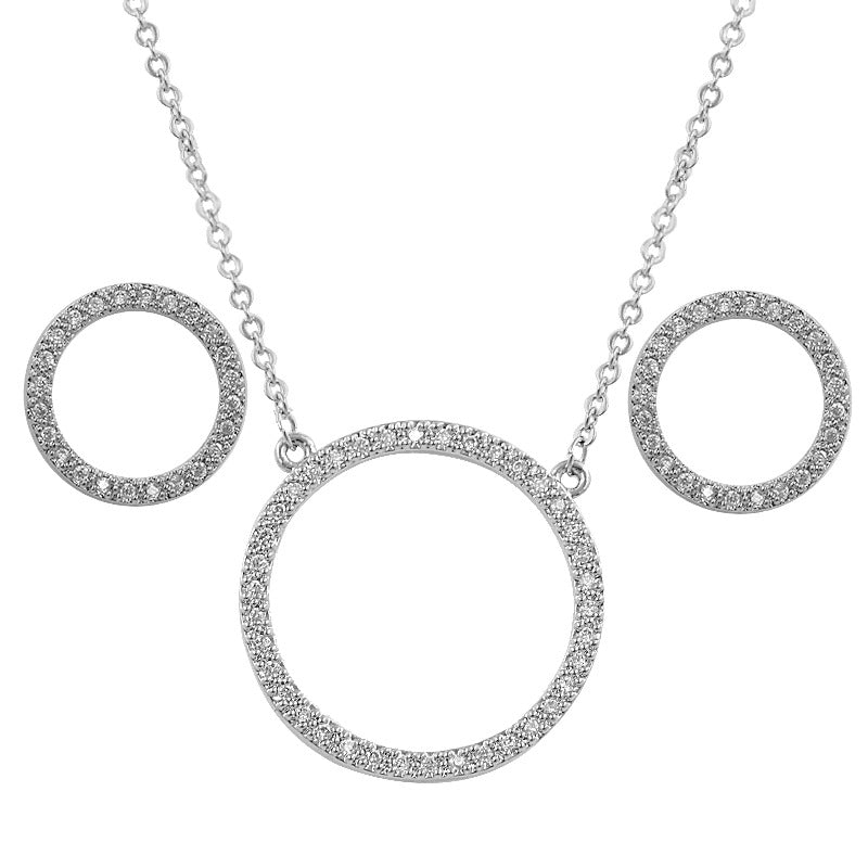 Schickes Schmuckset mit Ohrringen und Halsketten mit offenem Kreis und Zirkonia