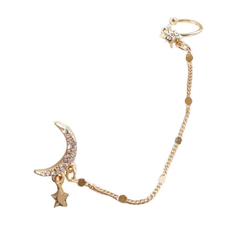 Schicke Punk-Ohrringe mit Schmetterlingskette und baumelnden Ohrringen