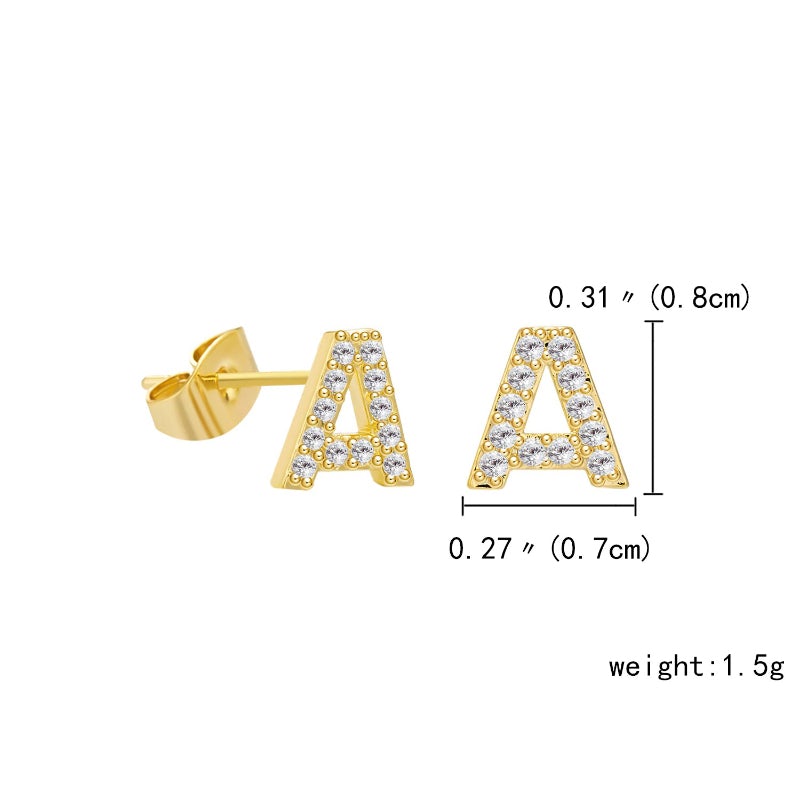 Schicke und dezente personalisierte Ohrstecker mit den Anfangsbuchstaben A-Z