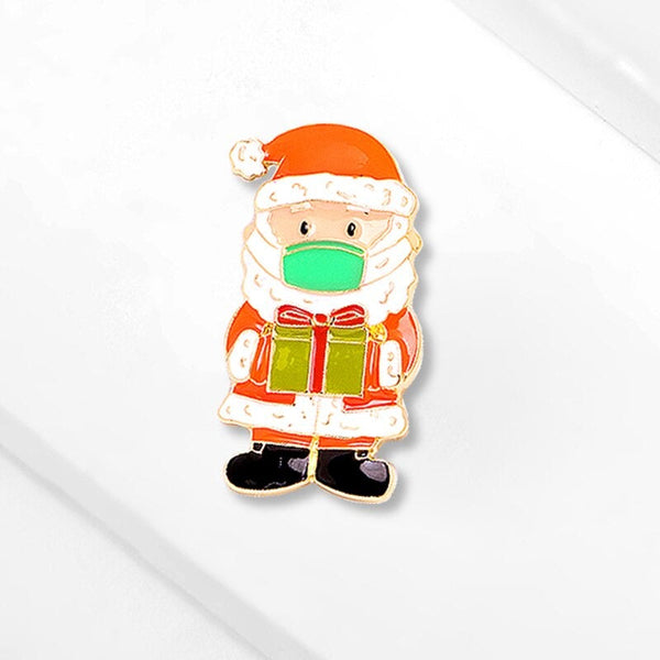 Weihnachtsmode Weihnachtsmann trägt Gesichtsmaske Brosche Pins