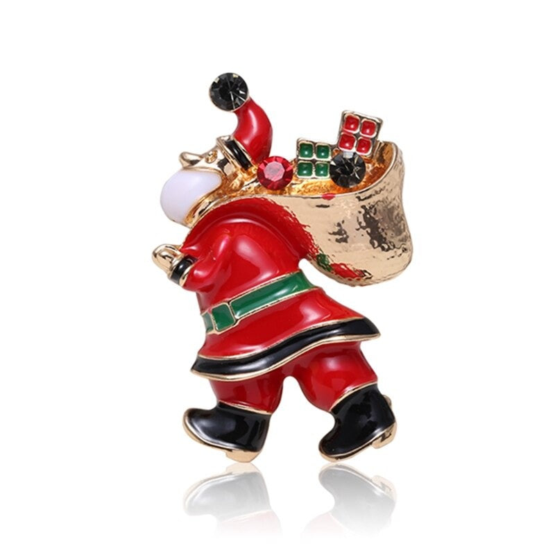 Emaille-Brosche mit weihnachtlichem Motiv aus Stoff