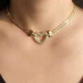 Choker-Halskette in Herzform mit dicker Kette