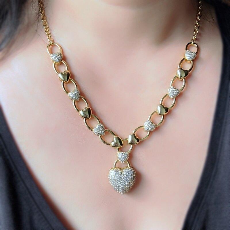 Choker-Halskette in Herzform mit dicker Kette