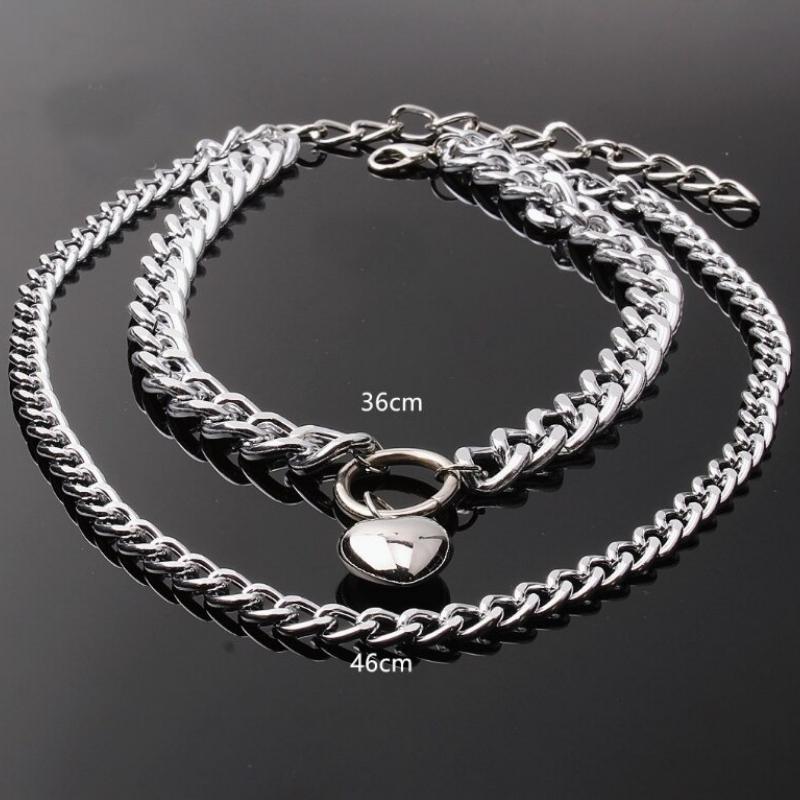 Klobige Doppelkette mit Herzanhänger