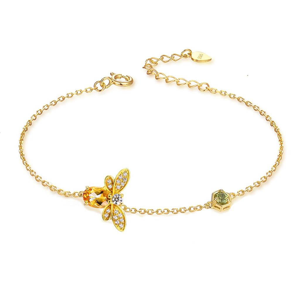 Citrin Stein Honig Biene Charm Armband