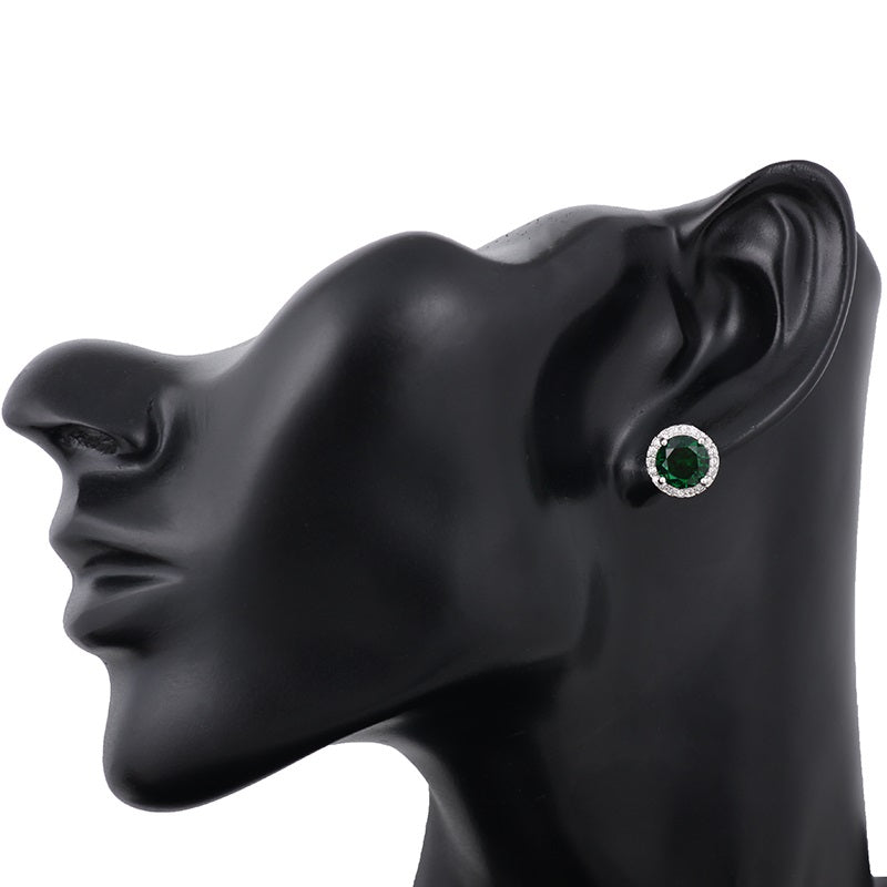 Klassische mehrfarbige Ohrstecker mit runder Zirkonia-Form