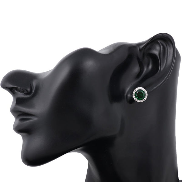 Klassische mehrfarbige Ohrstecker mit runder Zirkonia-Form