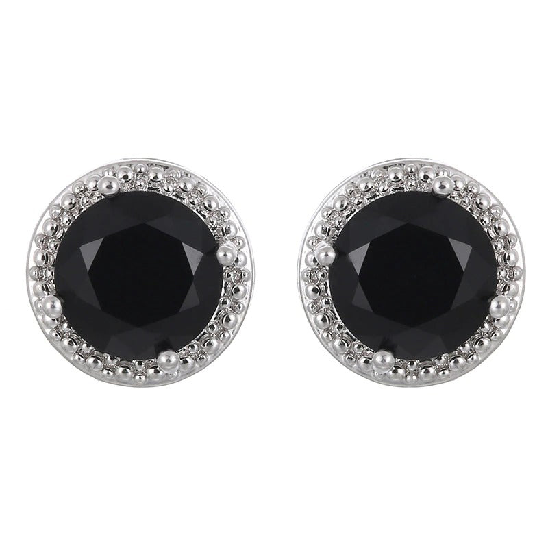 Klassische mehrfarbige Ohrstecker mit runder Zirkonia-Form