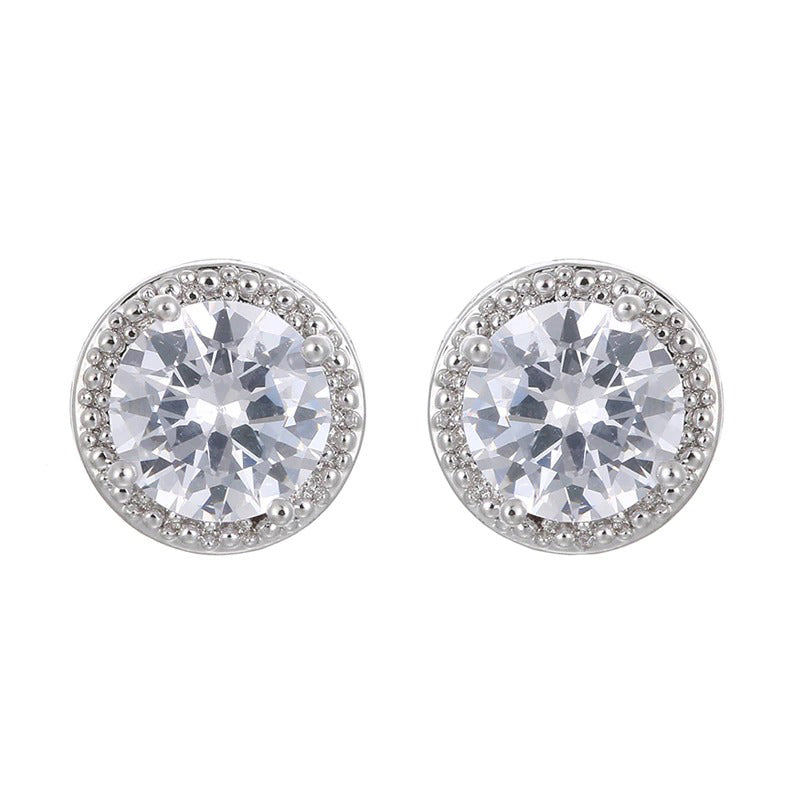 Klassische mehrfarbige Ohrstecker mit runder Zirkonia-Form