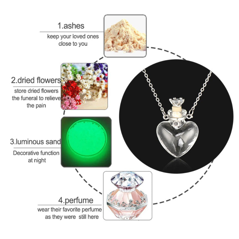 Halsketten mit Anhänger in Herzform für Parfümflaschen mit ätherischen Ölen