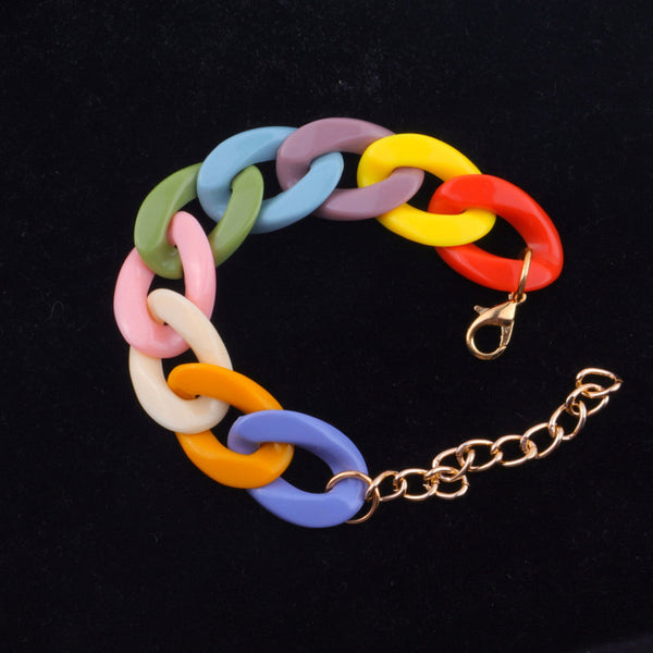 Bunte Acrylkette Halskette mit Armband und Ohrringen Schmuckset