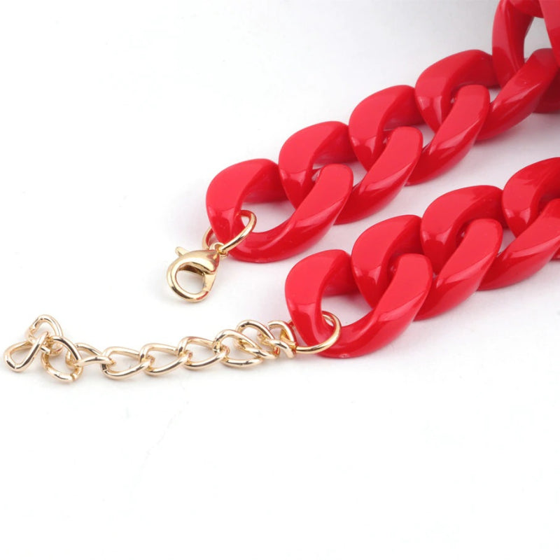 Bunte Acrylkette Halskette mit Armband und Ohrringen Schmuckset