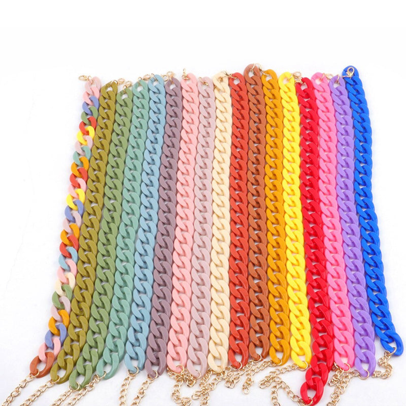 Bunte Acrylkette Halskette mit Armband und Ohrringen Schmuckset