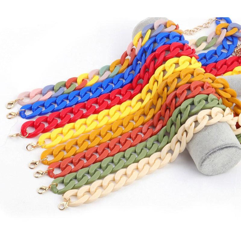 Bunte Acrylkette Halskette mit Armband und Ohrringen Schmuckset