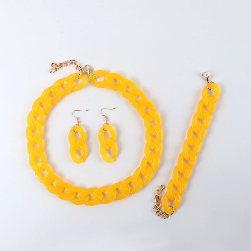 Bunte Acrylkette Halskette mit Armband und Ohrringen Schmuckset