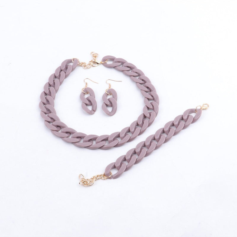 Bunte Acrylkette Halskette mit Armband und Ohrringen Schmuckset